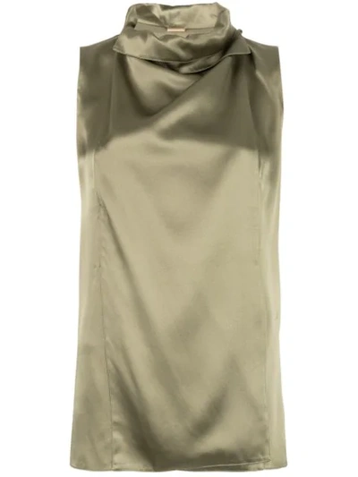 Adam Lippes Draped Silk-charmeuse Top In Green