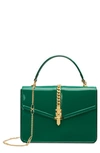 GUCCI SMALL SYLVIE 1969 PATENT LEATHER TOP HANDLE BAG - GREEN,5894781J70G