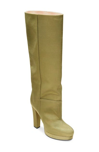 Gucci Britney Platform Tall Boot In Green Pale Oil