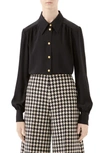 GUCCI SILK CREPE DE CHINE BLOUSE WITH REMOVABLE TIE,595156ZAAOG