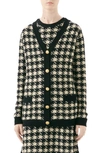 GUCCI HOUNDSTOOTH JACQUARD CASHMERE & SILK CARDIGAN,595694XKAW9