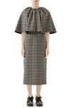 GUCCI HOUNDSTOOTH MIDI DRESS WITH REMOVABLE CAPE,595328ZACKI