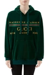 GUCCI OVERSIZE EMBROIDERED VELOUR HOODIE,595773XJBT1