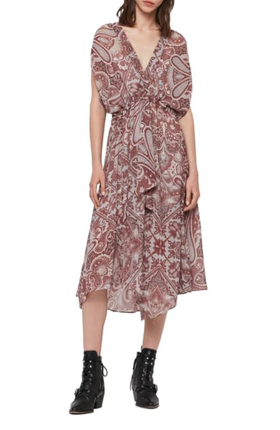 Allsaints Romina Paisley Scarf Dress In Red