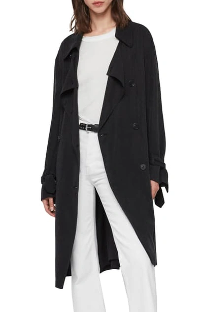 Allsaints Ria Trench Coat In Ink Blue