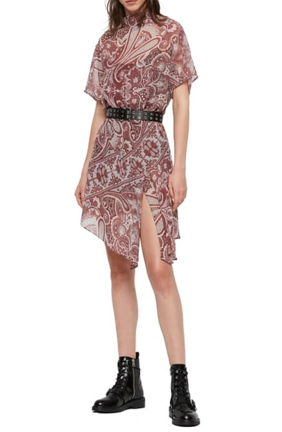 Allsaints Giulia Paisley Scarf Dress In Red