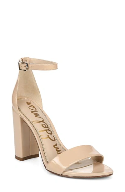 Sam Edelman Yaro Ankle Strap Sandal In Blush Nude Faux Patent Leather