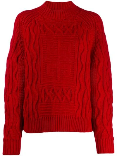 Givenchy Logo Cotton & Wool Blend Knit Sweater In Red