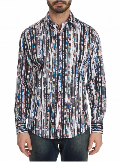 Robert Graham Men's Cutting Room Patterned Sport Shirt With Contrast Detail In Multi
