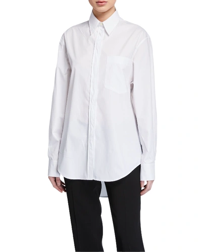 Joseph Gibson Cotton Poplin Button-down Shirt In White