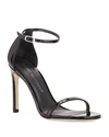 Stuart Weitzman Nudistsong Patent Ankle-wrap High-heel Sandals In Black