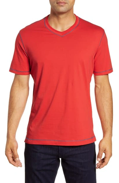 Robert Graham Maxfield Tailored Fit V-neck T-shirt In Burnt Orange