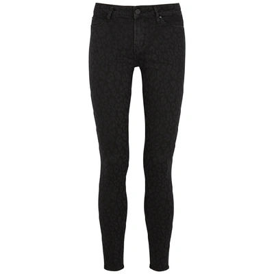 Articles Of Society Sarah Black Leopard-print Skinny Jeans In Dark Grey