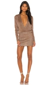 Superdown Aura Mini Dress In Mocha Metallic