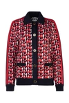 MIU MIU MIU MIU ALL OVER MONOGRAM JACQUARD CARDIGAN