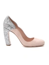 MIU MIU MIU MIU GLITTERED BLOCK HEEL PUMPS