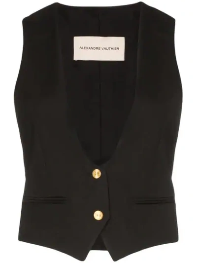Alexandre Vauthier Collarless Button-down Waistcoat In Black
