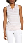 Nike Dri-fit Stripe Sleeveless Polo In Echo Pink/ White/ Echo Pink