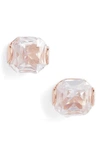 Kate Spade That Sparkle Princess Cut Stud Earrings In Clear/ Rose Gold