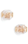 Kate Spade That Sparkle 12k Yellow Goldplated Princess Cut Stud Earrings In Clear/ Gold