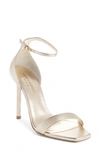 Saint Laurent Amber Ankle Strap Stiletto Sandal In Pale Gold