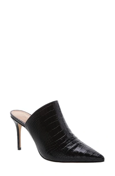 Schutz Bardot Pointed Toe Mule In Black/ Black Leather