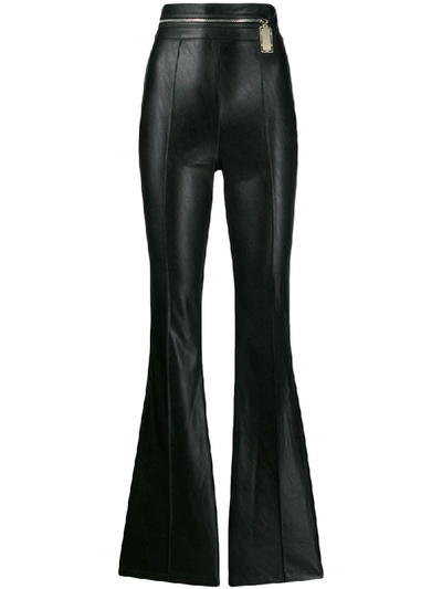 Elisabetta Franchi Flared Faux Leather Trousers In Black