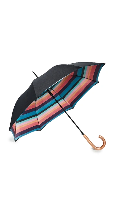 Paul Smith Double Canopy Interior Stripe Umbrella In Black