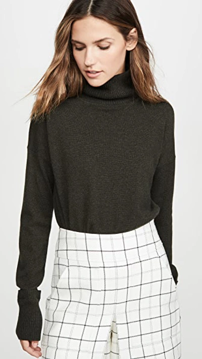 Autumn Cashmere Relaxed Mock Neck Cashmere Sweater In Seaweed