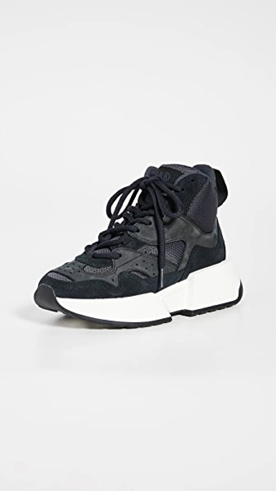 Mm6 Maison Margiela Panelled High-top Sneakers - 黑色 In Black