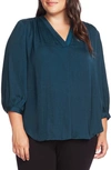 Vince Camuto Rumple Fabric Blouse In Deacon Blue