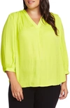 Vince Camuto Rumple Fabric Blouse In Lime Chrome