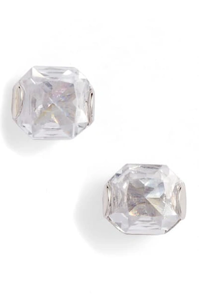 Kate Spade That Sparkle Princess Cut Stud Earrings In Clear/ Silver