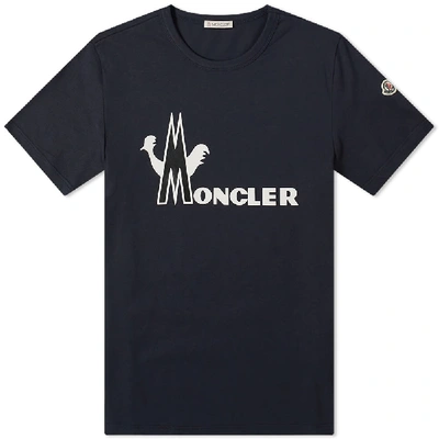Moncler Printed Cotton Jersey T-shirt In Navy