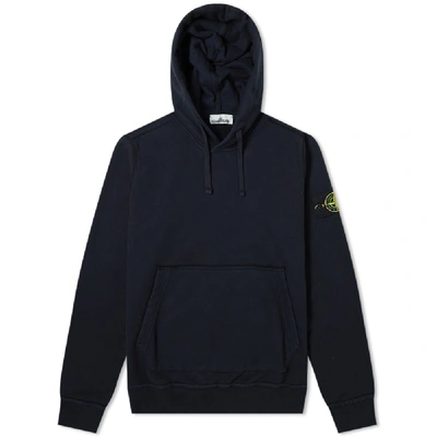 Stone Island Garment Dyed Popover Knit Hoody In Blue