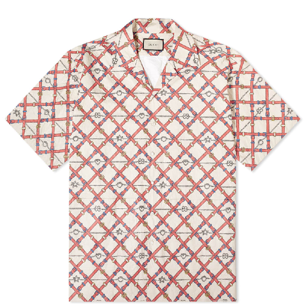 Gucci Belt Chest Wrinkled Bowling Shirt In Red | ModeSens