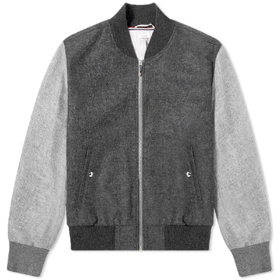 Thom Browne Zip-through Wool Bomber Jacket In Grey