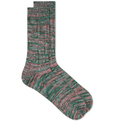 Anonymous Ism 5 Colour Mix Crew Sock In Green