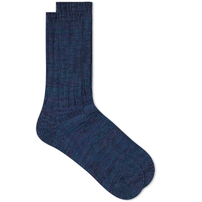 Anonymous Ism 5 Colour Mix Crew Sock In Blue