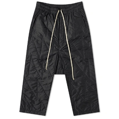 Rick Owens Drkshdw Cropped Drawstring Quilted Pant In Black