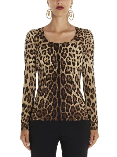 Dolce & Gabbana Leopard Print Blouse In Multicolor