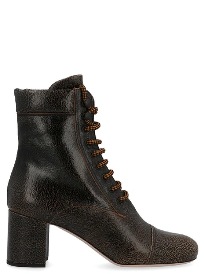 Miu Miu 65mm Crackled Leather Ankle Boots In Grey