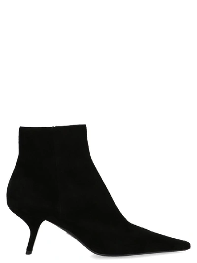 Prada Pointed Toe Side-zipped Boots In Black