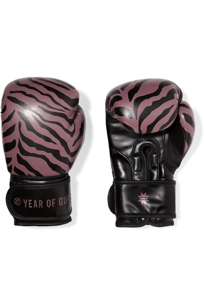 Year Of Ours Kali Active Tiger-print Faux Leather Boxing Gloves In Black