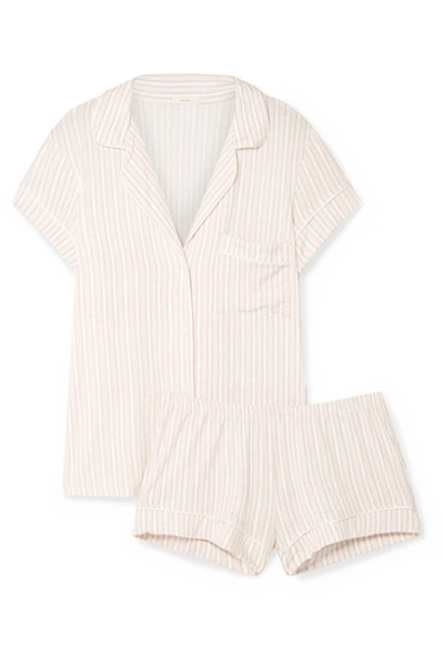 Eberjey Sleepy Striped Stretch-modal Jersey Pajama Set In Ivory