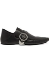 LOEWE BUCKLED COLLAPSIBLE-HEEL LEATHER LOAFERS