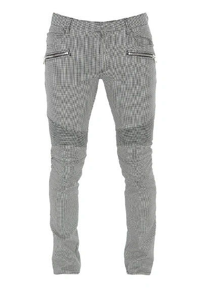 Balmain Checked Knee Panel Jeans In Multi