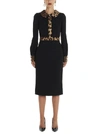 DOLCE & GABBANA DOLCE & GABBANA LEOPARD PRINT TRIM MIDI DRESS