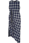 MCQ BY ALEXANDER MCQUEEN DRAPED PANELED CHECKED FLANNEL DRESS