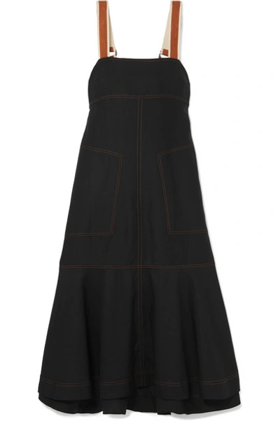 Lee Mathews Lucien Tiered Poplin Maxi Dress In Black
